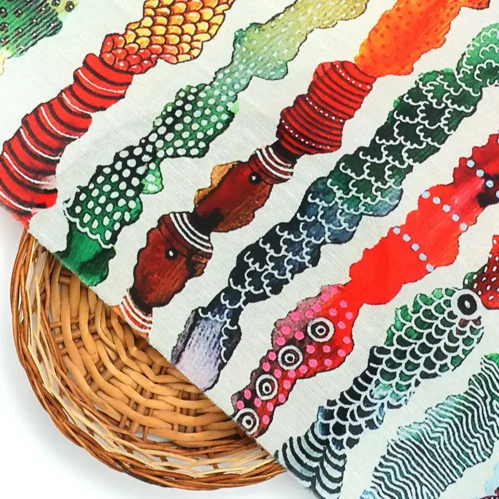 Colourful Round Stripes Digital Printed Fabric - Image 2
