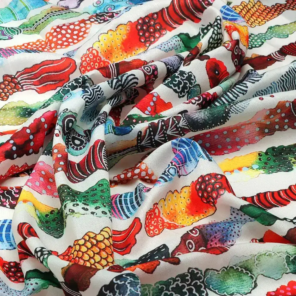 Colourful Round Stripes Digital Printed Fabric - Image 3