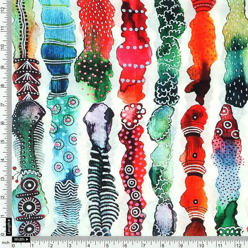 Colourful Round Stripes Digital Printed Fabric - Image 4