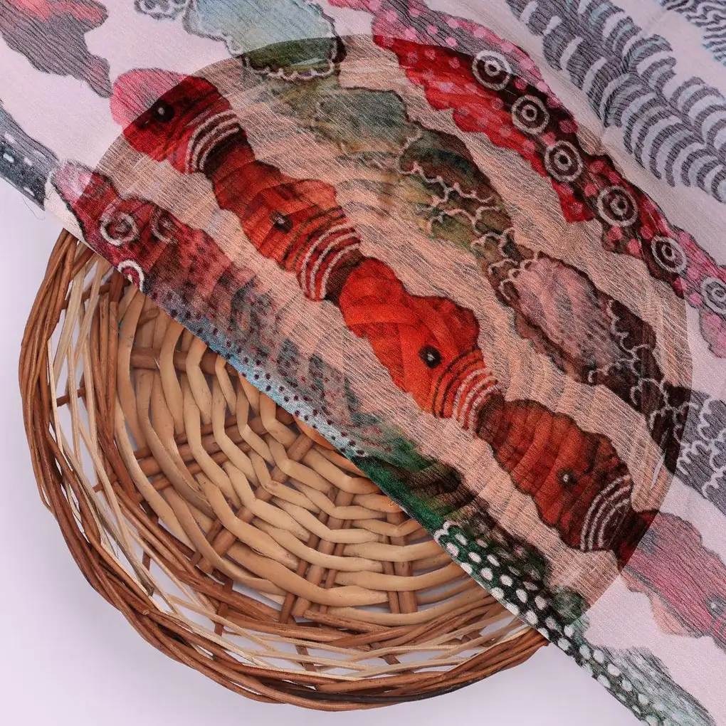 Colourful Round Stripes Digital Printed Fabric - Pure Chiffon - Image 2