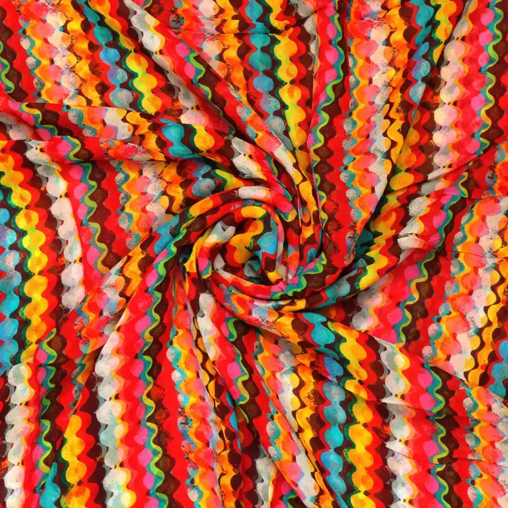 Colourful Round Stripes Digital Printed Fabric - Image 2