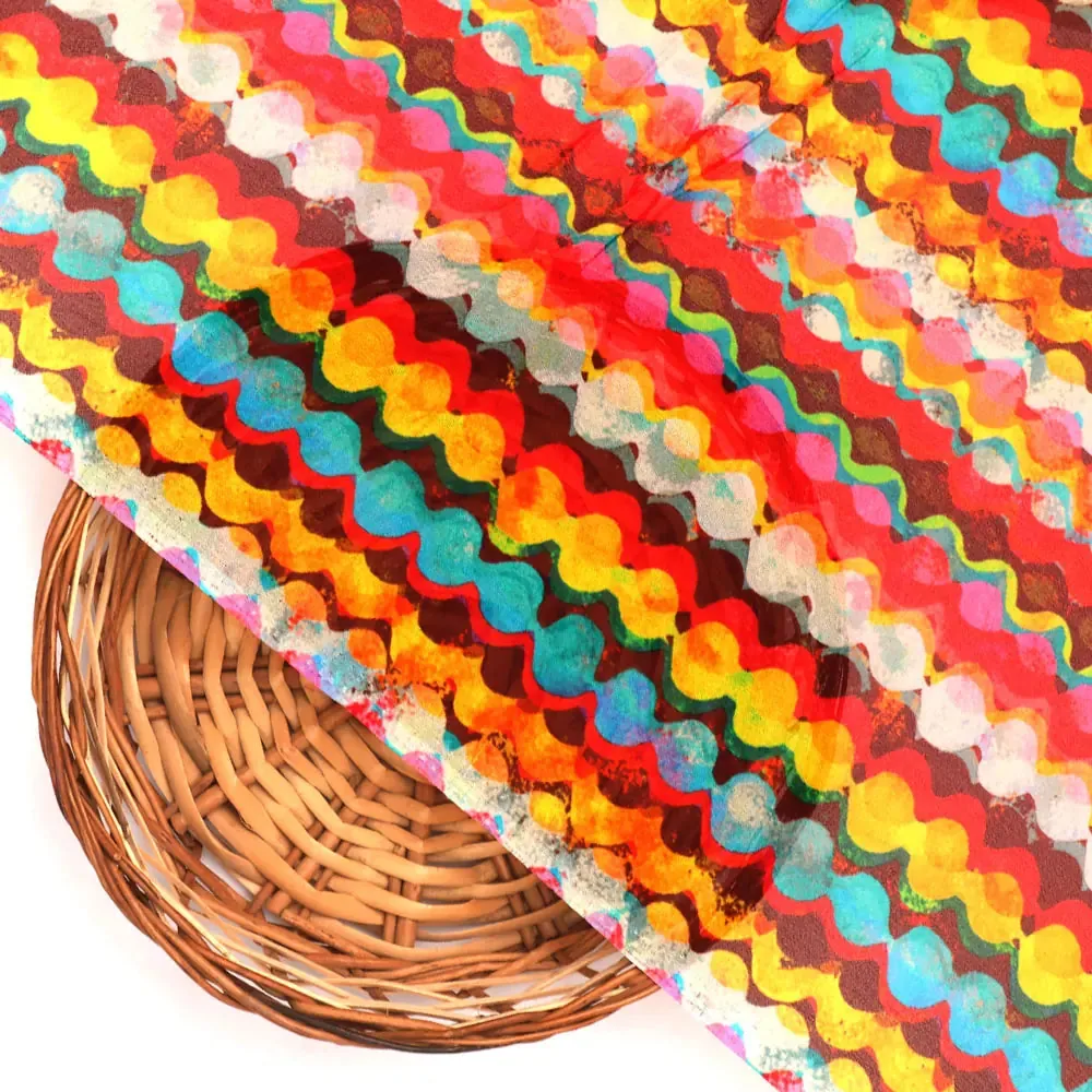 Colourful Round Stripes Digital Printed Fabric - Image 3