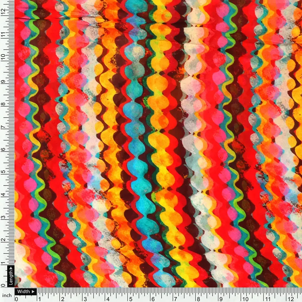 Colourful Round Stripes Digital Printed Fabric - Image 4