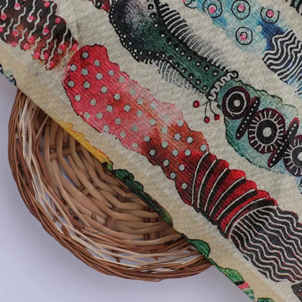 Colourful Round Stripes Digital Printed Fabric - Image 2