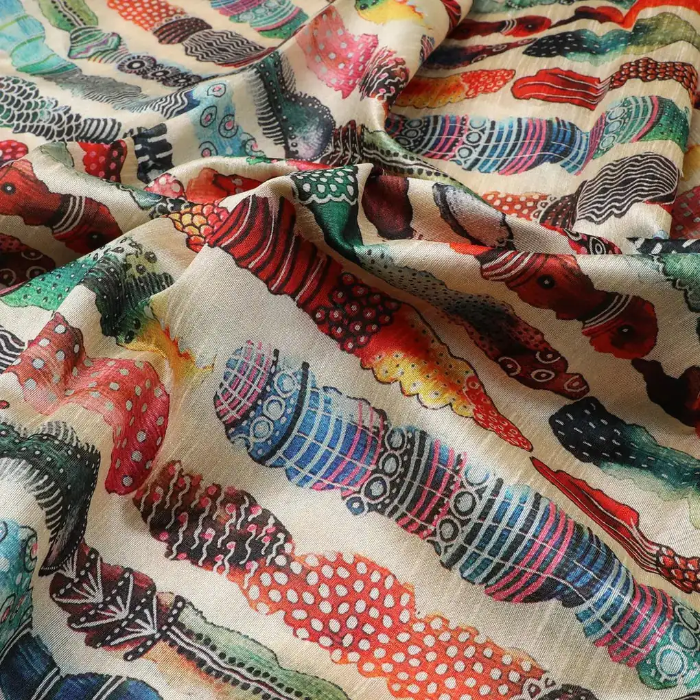 Colourful Round Stripes Digital Printed Fabric - Image 3