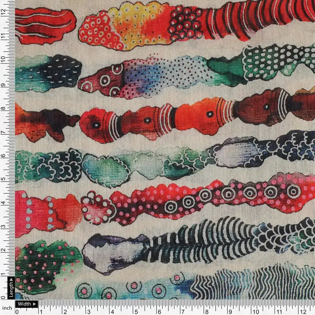 Colourful Round Stripes Digital Printed Fabric - Image 4
