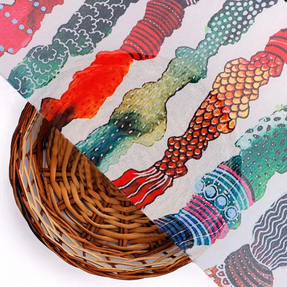 Colourful Round Stripes Digital Printed Fabric - Image 2