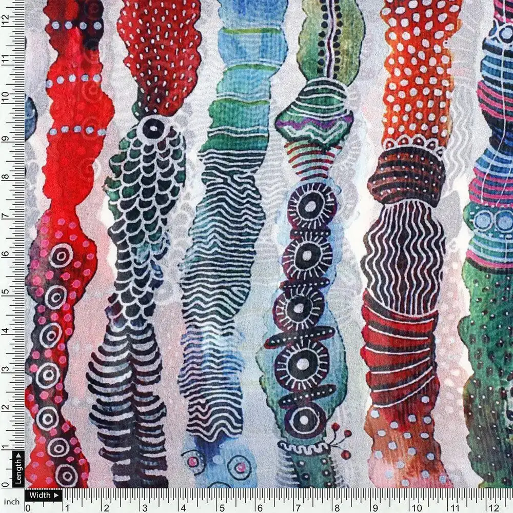 Colourful Round Stripes Digital Printed Fabric - Image 4