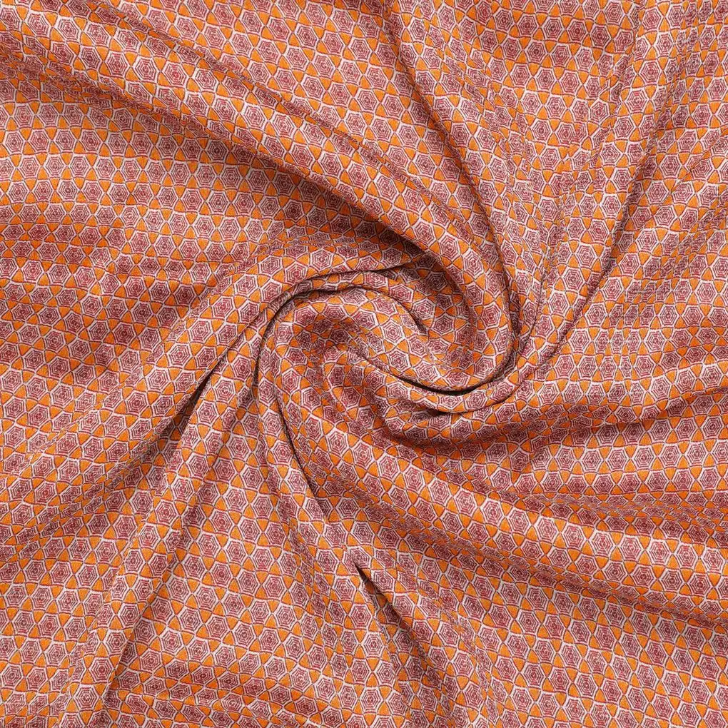 Combination Of Hexagon And Triangle Digital Printed Fabric - Pure Chinon - Image 2