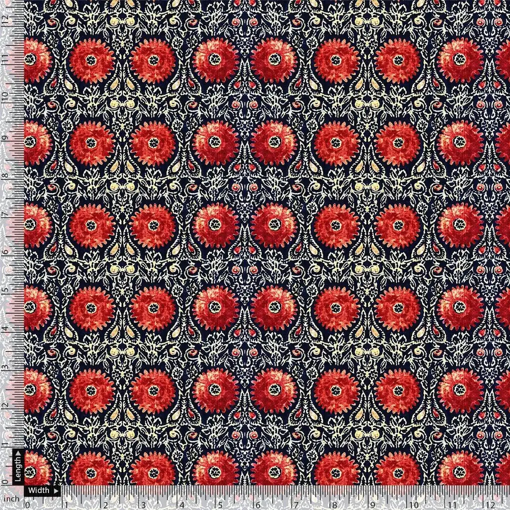 Cool Red Shiny Flower With Valley Digital Printed Fabric - Image 4