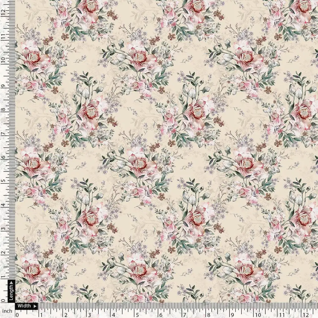 Cool Summer Carnation Flower Digital Printed Fabric - Poly Muslin - Image 4