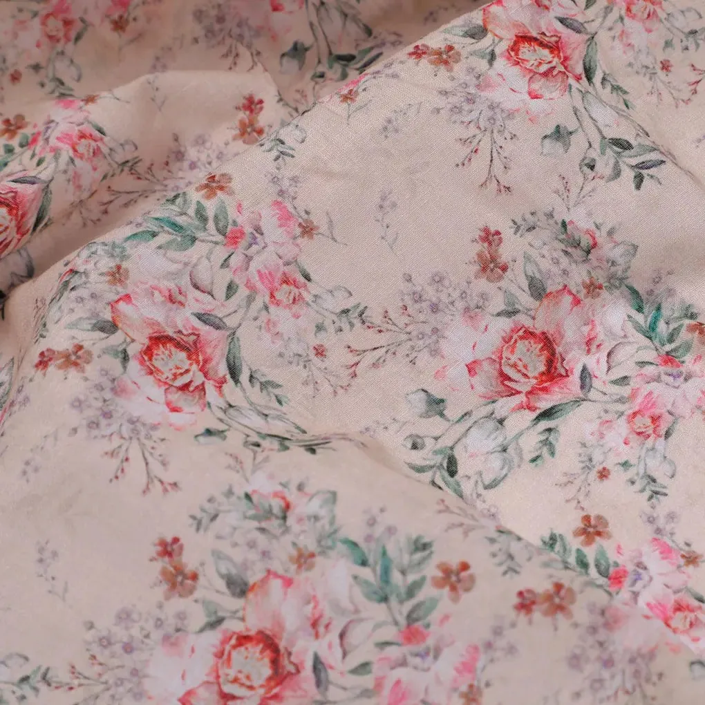 Cool Summer Carnation Flower Digital Printed Fabric - Cotton - Image 3