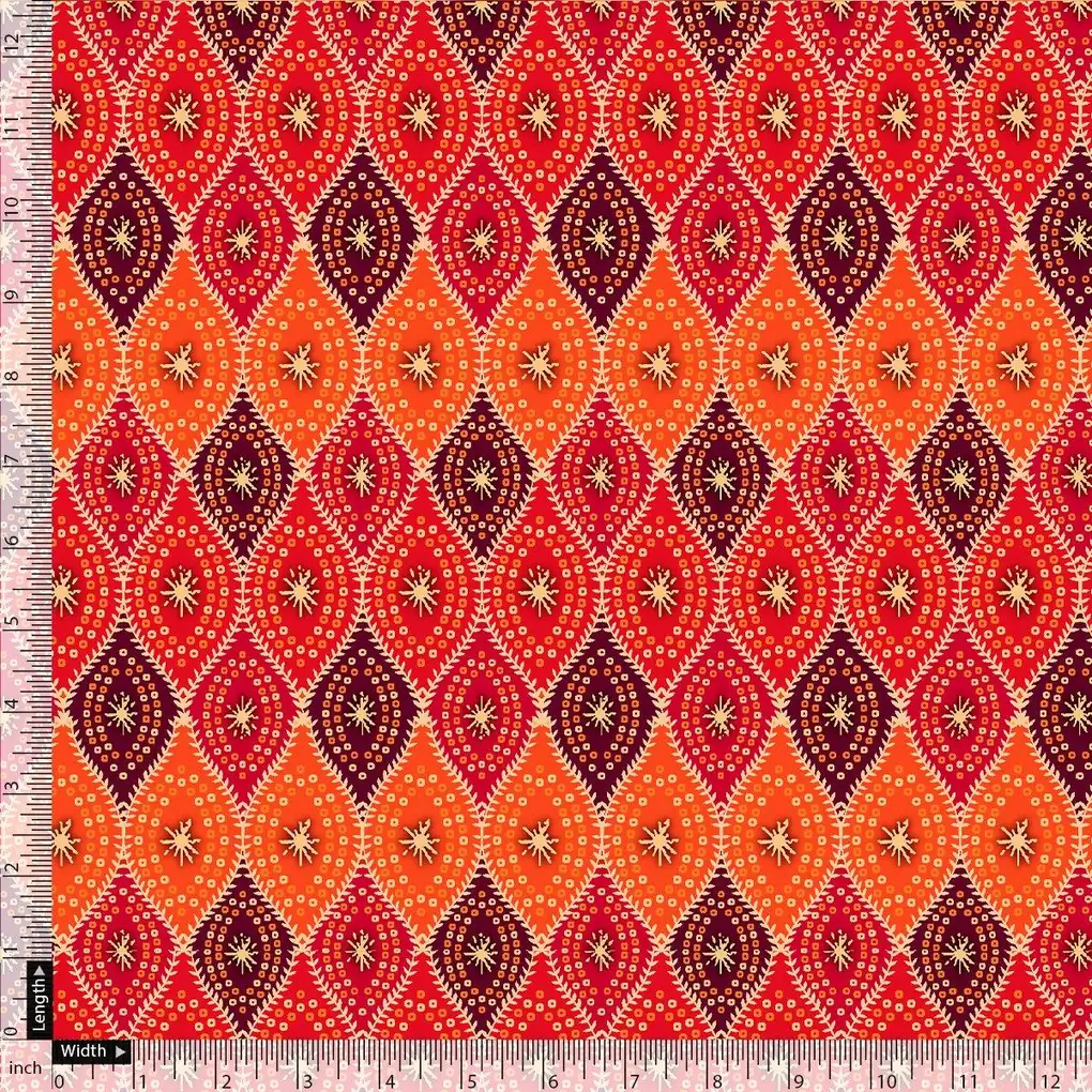 Cool Three Colour Ogee Pattern Digital Printed Fabric - Image 4