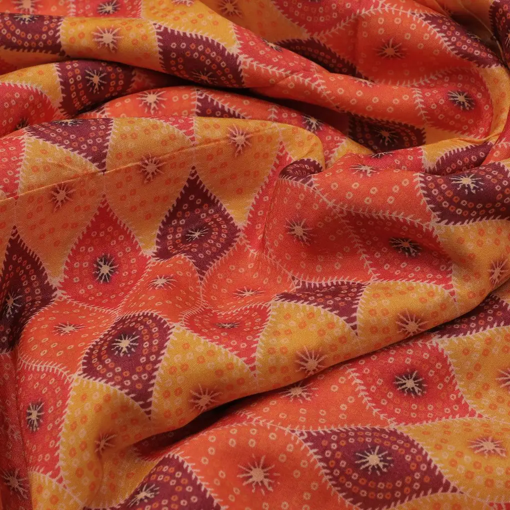 Cool Three Colour Ogee Pattern Digital Printed Fabric - Pure Muslin - Image 3