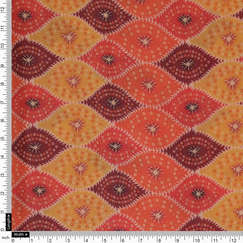 Cool Three Colour Ogee Pattern Digital Printed Fabric - Pure Muslin - Image 4