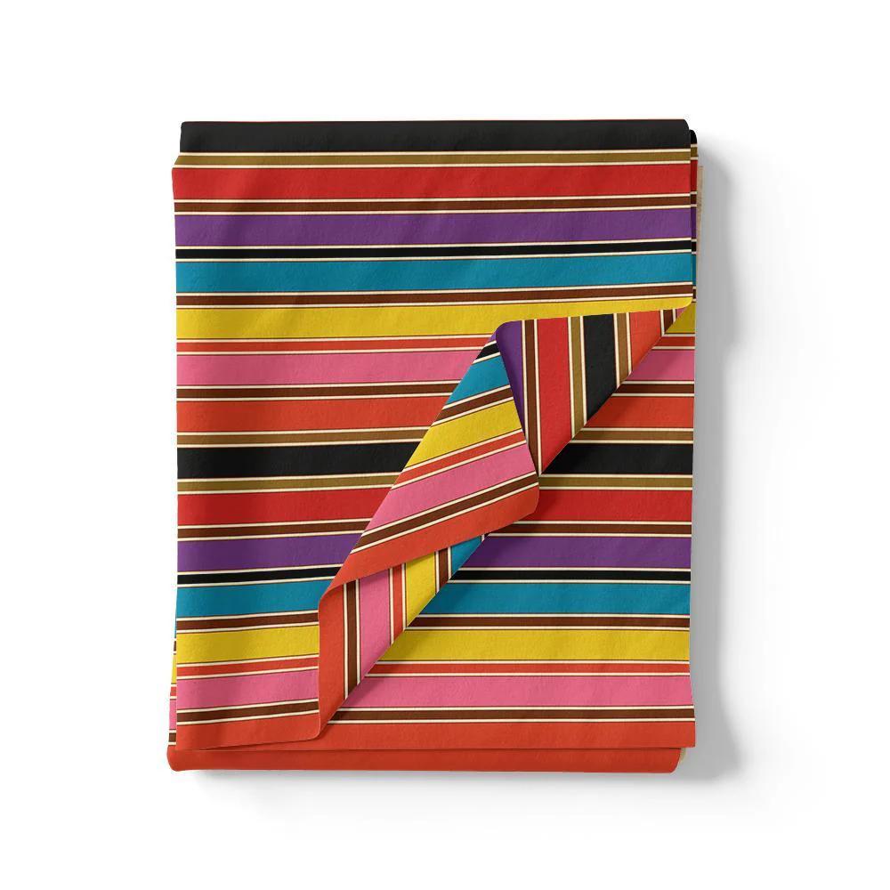 Coolest Regimental Strips Multicolour Digital Printed Fabric - Pure Chiffon - Image 3