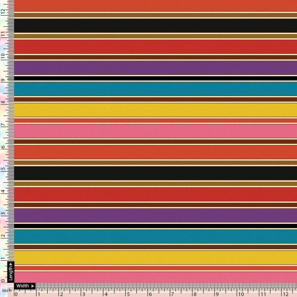 Coolest Regimental Strips Multicolour Digital Printed Fabric - Pure Chinon - Image 5
