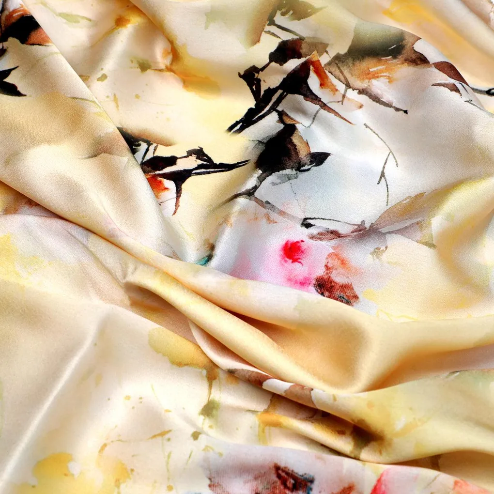 Coolest Watercolour Paper Art Of Flower Digital Printed Fabric - Japan Satin - Image 3