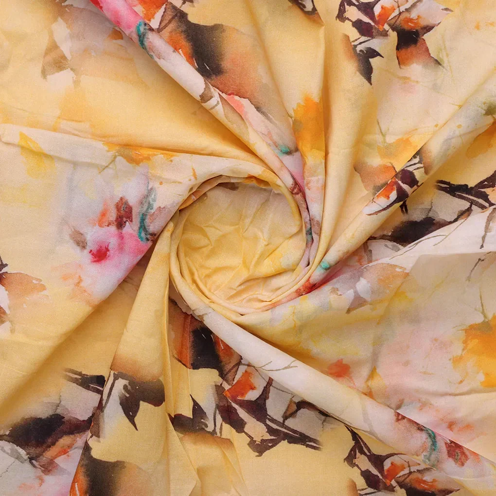 Coolest Watercolour Paper Art Of Flower Digital Printed Fabric - Pure Cotton - Image 2