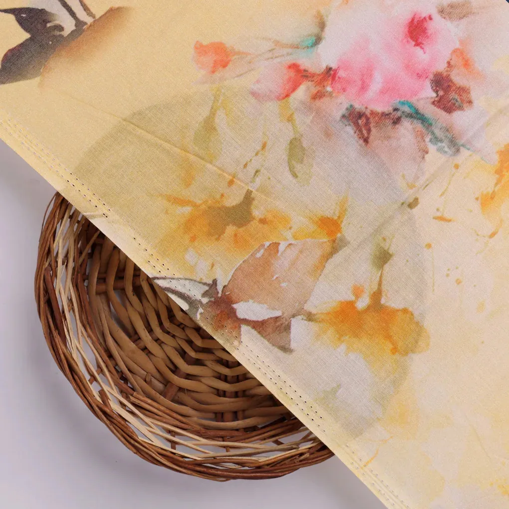 Coolest Watercolour Paper Art Of Flower Digital Printed Fabric - Pure Cotton - Image 3