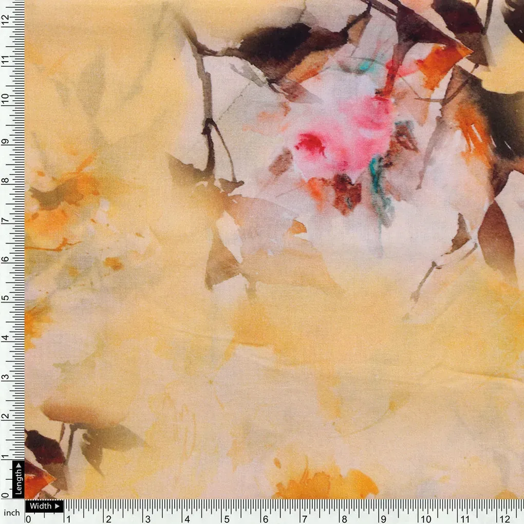 Coolest Watercolour Paper Art Of Flower Digital Printed Fabric - Pure Cotton - Image 4