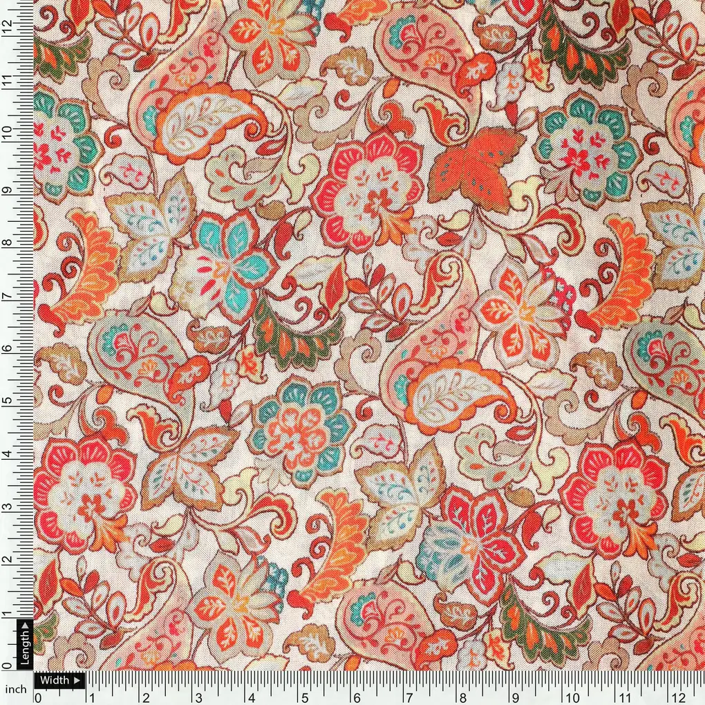 Red Kalamkari Pure Muslin Printed Fabric Material - Image 4
