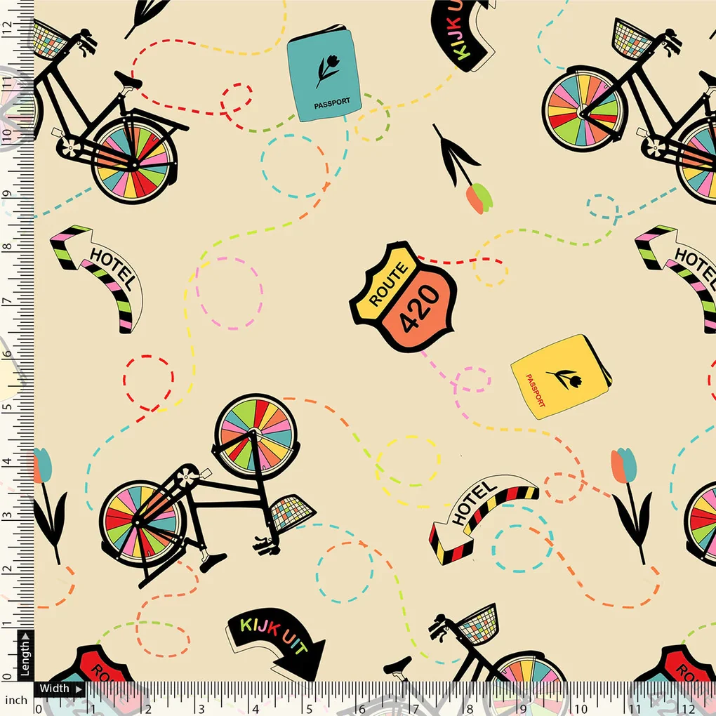 Cream Cycle Prints Muslin Fabric for Kids - Image 3