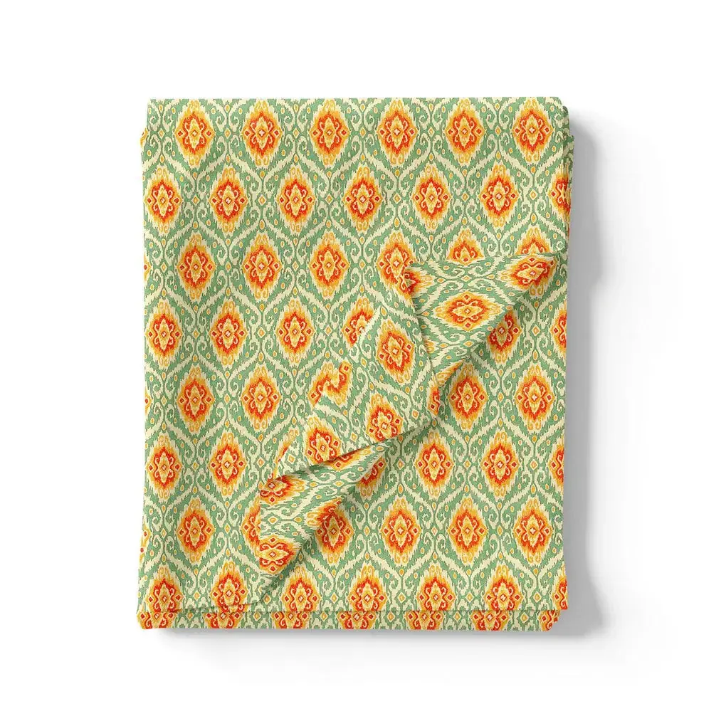Cream Damask Pashmina Printed Fabric - Image 3