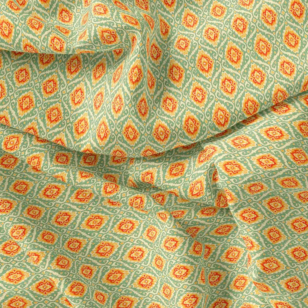 Cream Damask Pashmina Printed Fabric - Image 4