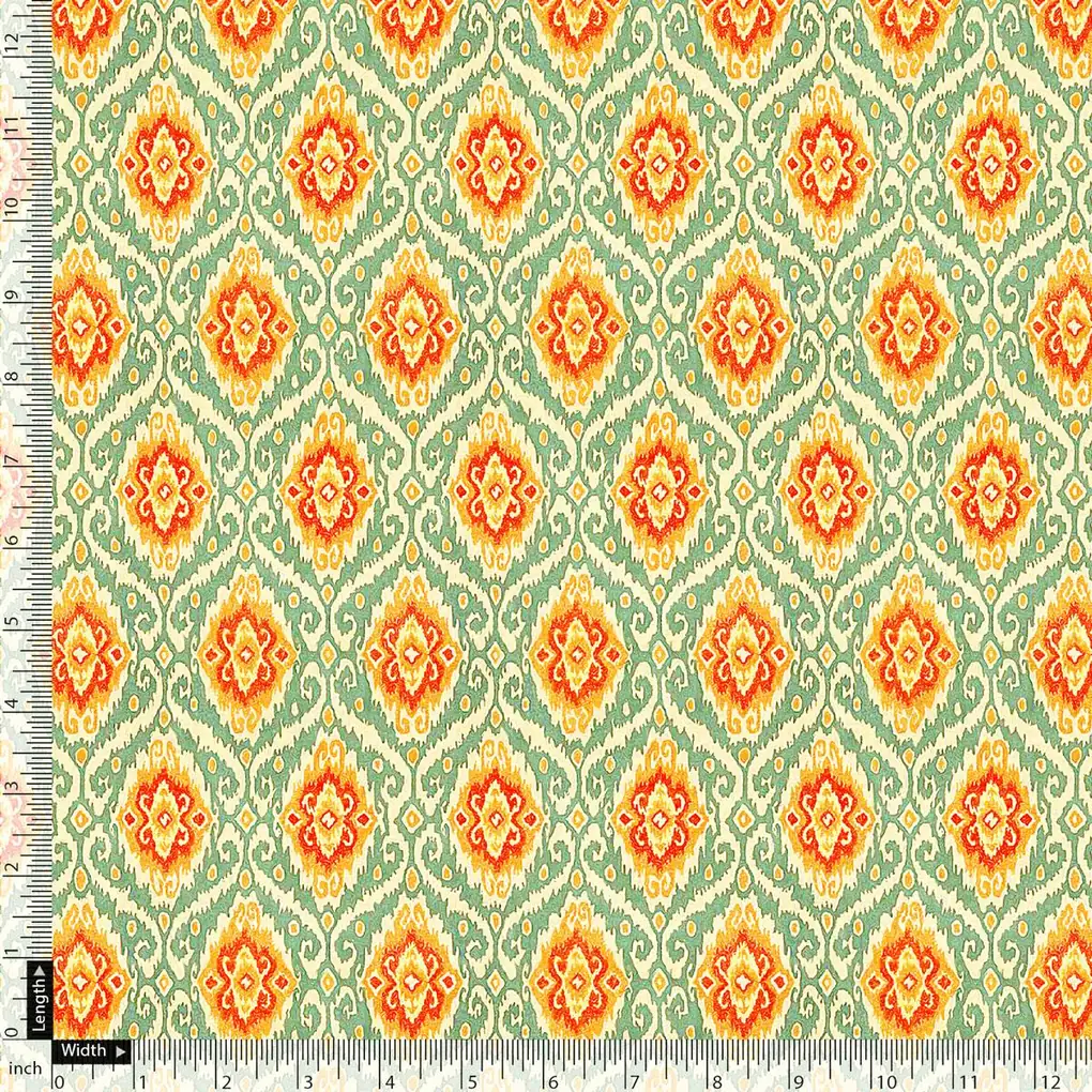 Cream Damask Pashmina Printed Fabric - Image 5