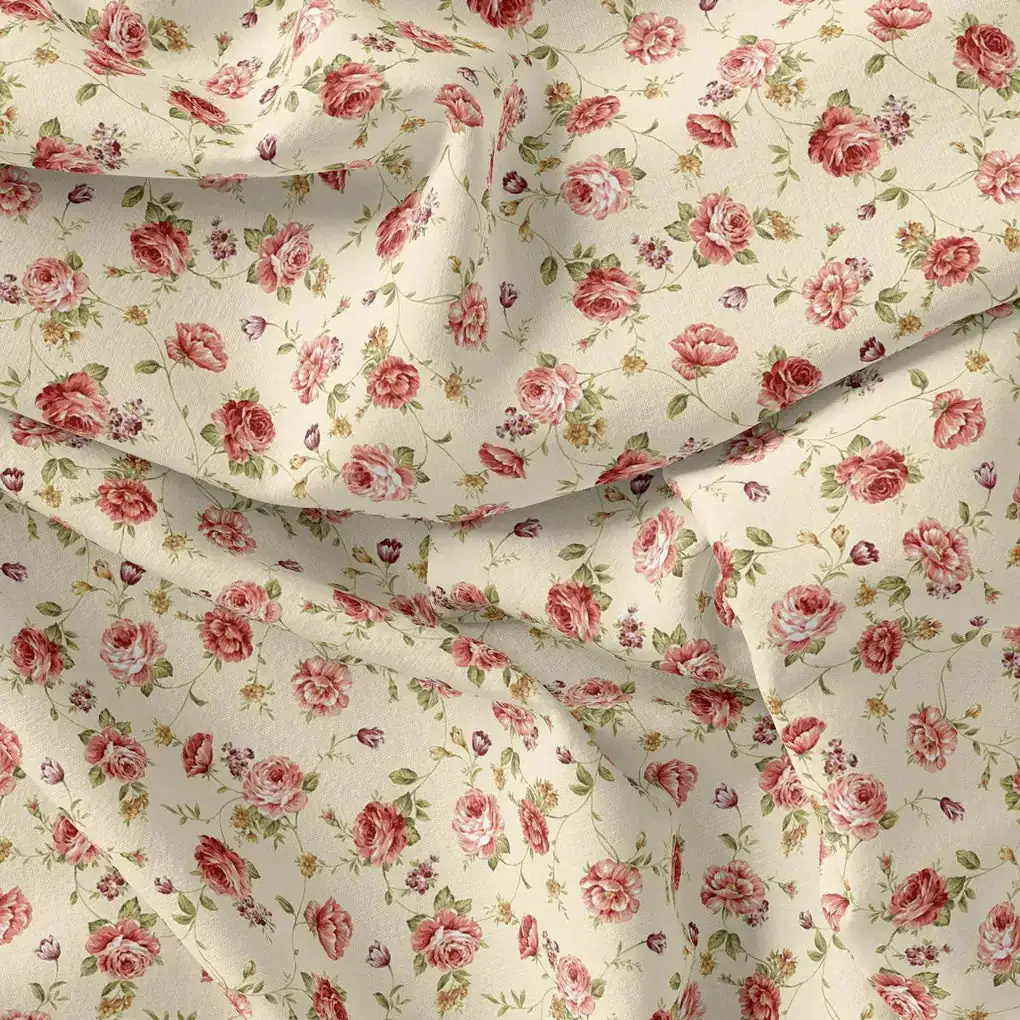 Cream Flower Weightless Printed Fabric - Image 4