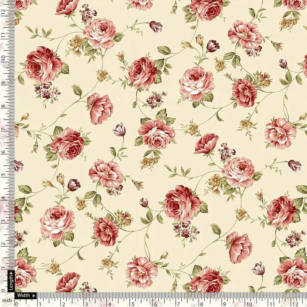 Cream Flower Weightless Printed Fabric - Image 5