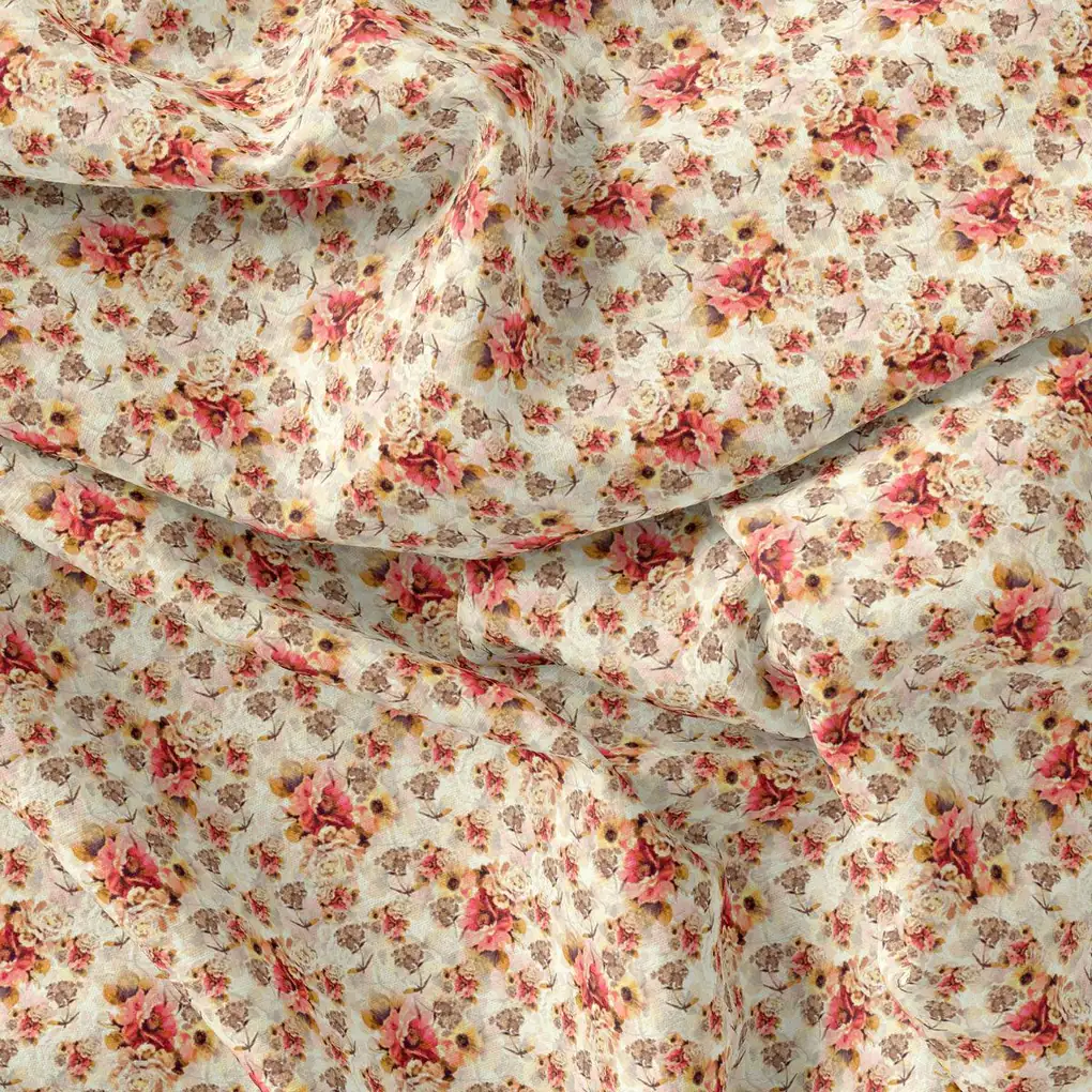Cream Flower Weightless Printed Fabric - Image 4