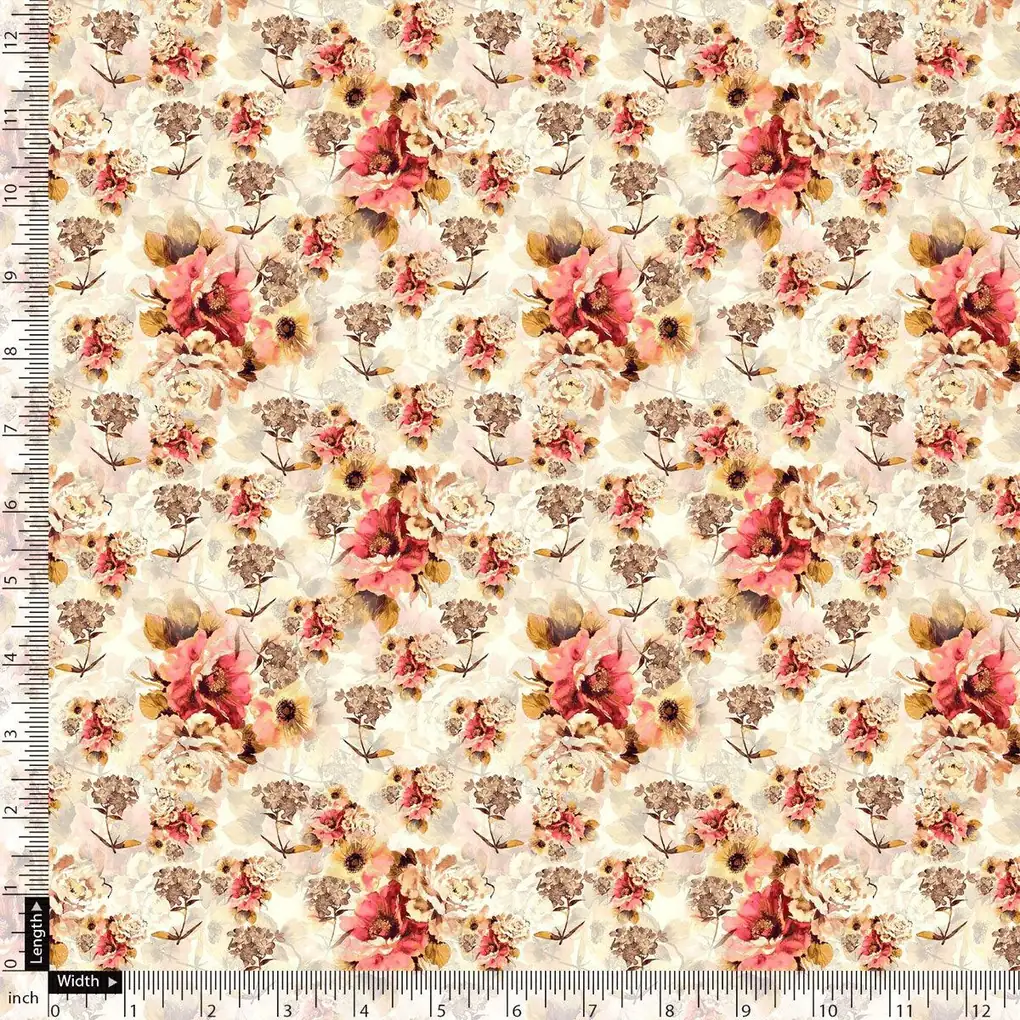 Cream Flower Weightless Printed Fabric - Image 5