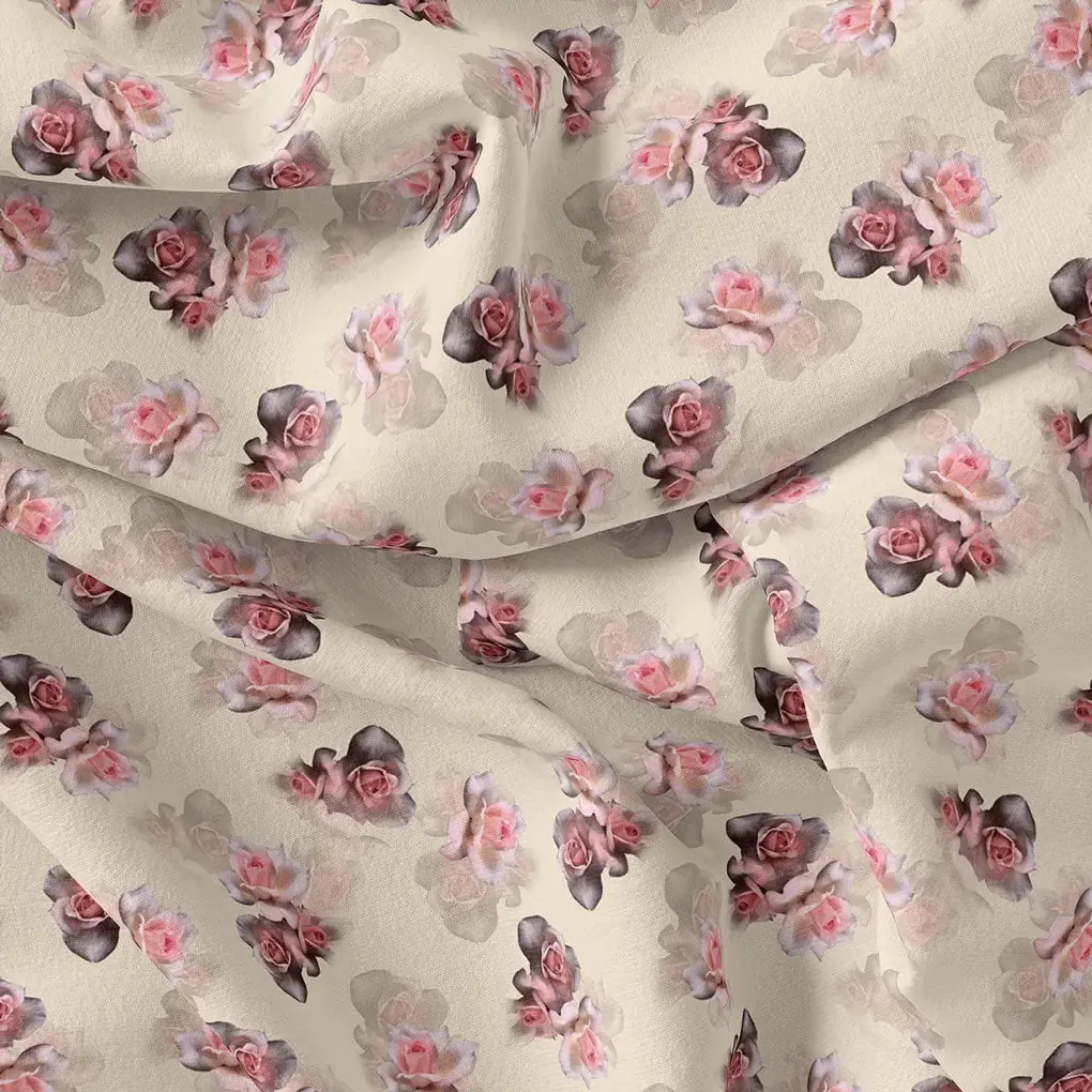 Cream Flower Weightless Printed Fabric - Image 4