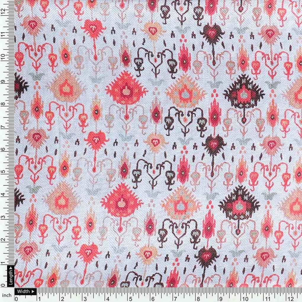 Cream Ikat Pashmina Printed Fabric - Image 4