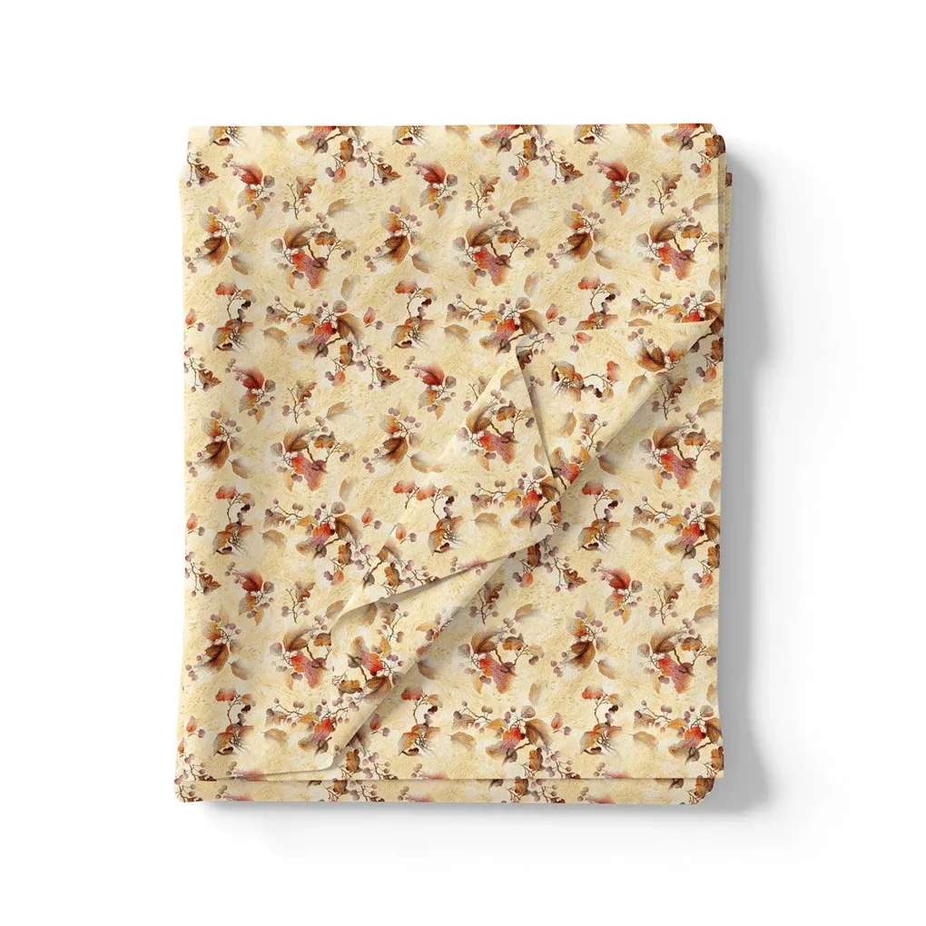 Cream Leaves Weightless Printed Fabric - Image 3