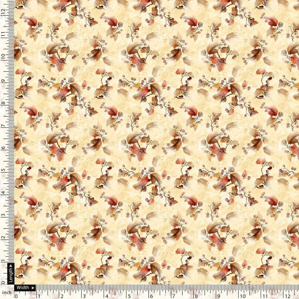 Cream Leaves Weightless Printed Fabric - Image 5
