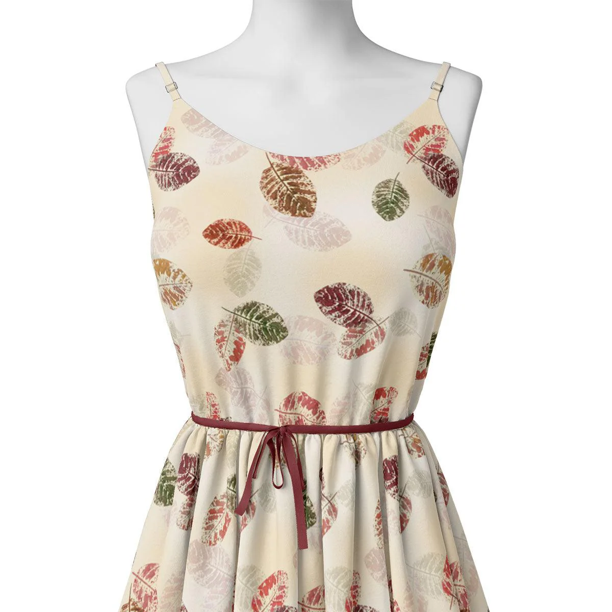 Cream Leaves Weightless Printed Fabric - Image 2