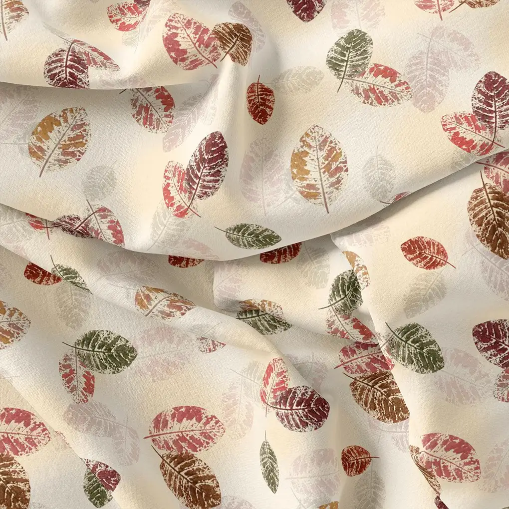 Cream Leaves Weightless Printed Fabric - Image 4