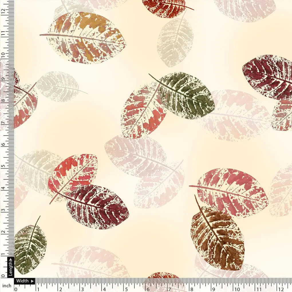 Cream Leaves Weightless Printed Fabric - Image 5