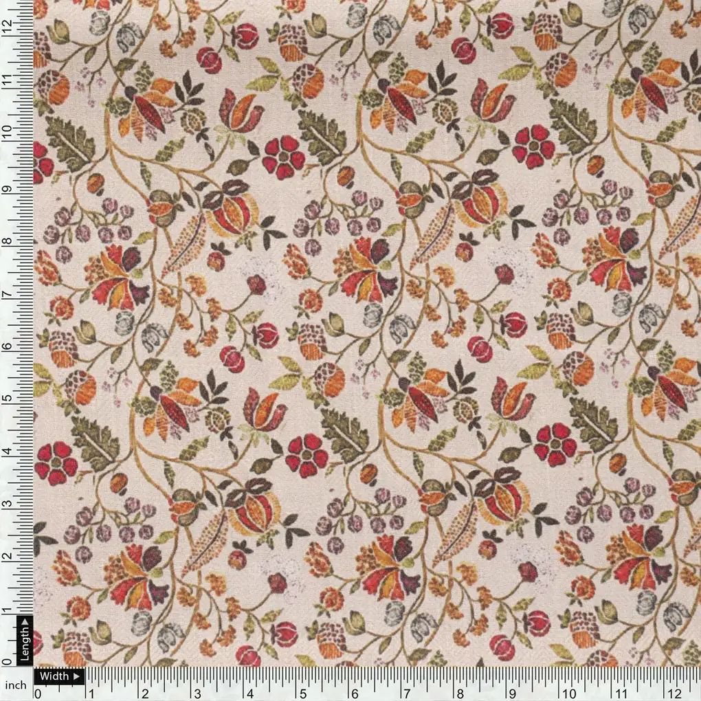 Cream Liberty Pashmina Printed Fabric - Image 4