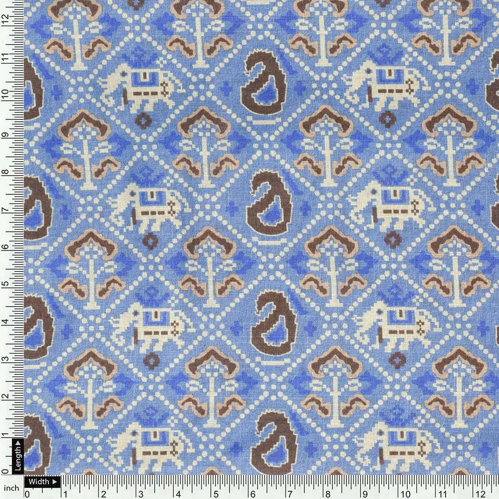 Cream Linen Printed Unstitched Fabric Set (5 Meter Set) - Image 5