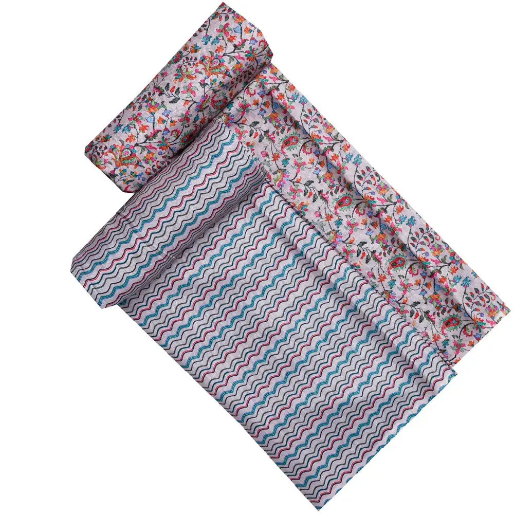 Cream Linen Printed Unstitched Fabric Set (5 Meter Set) - Image 4