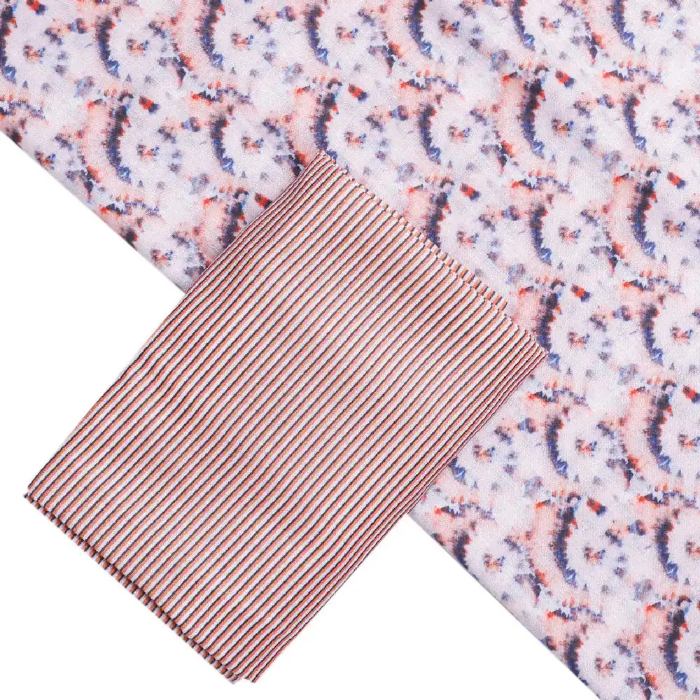 Cream Linen Printed Unstitched Fabric Set (5 Meter Set) - Image 2