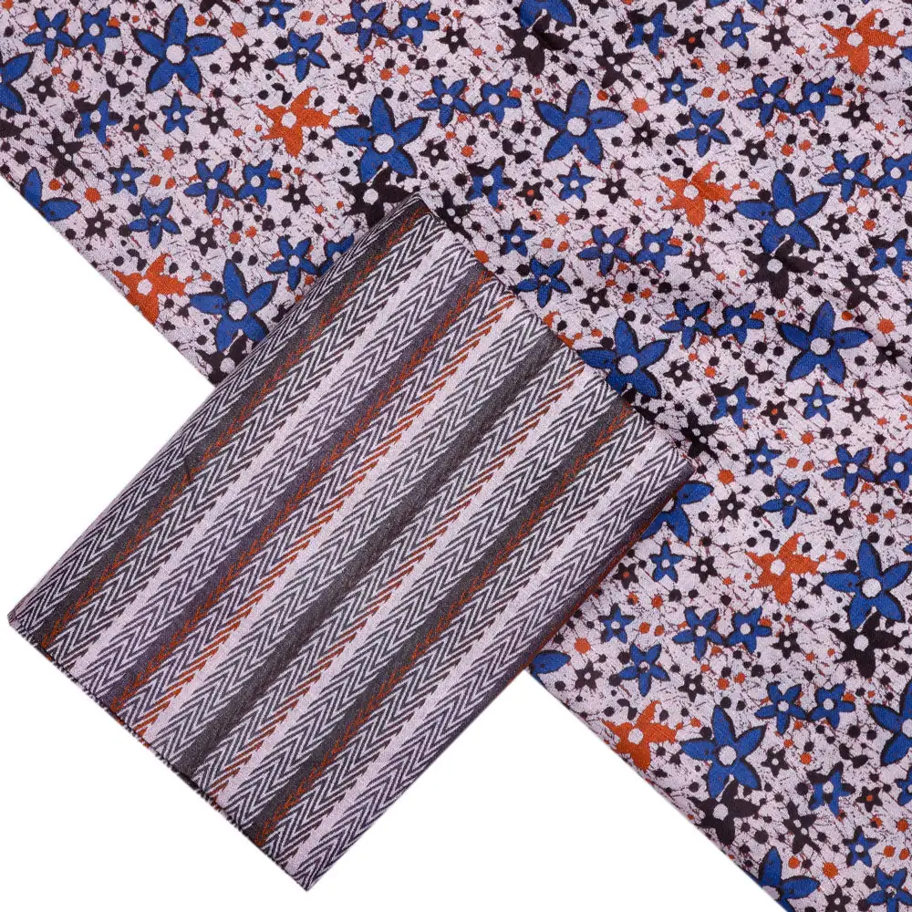 Cream Linen Printed Unstitched Fabric Set (5 Meter Set) - Image 2