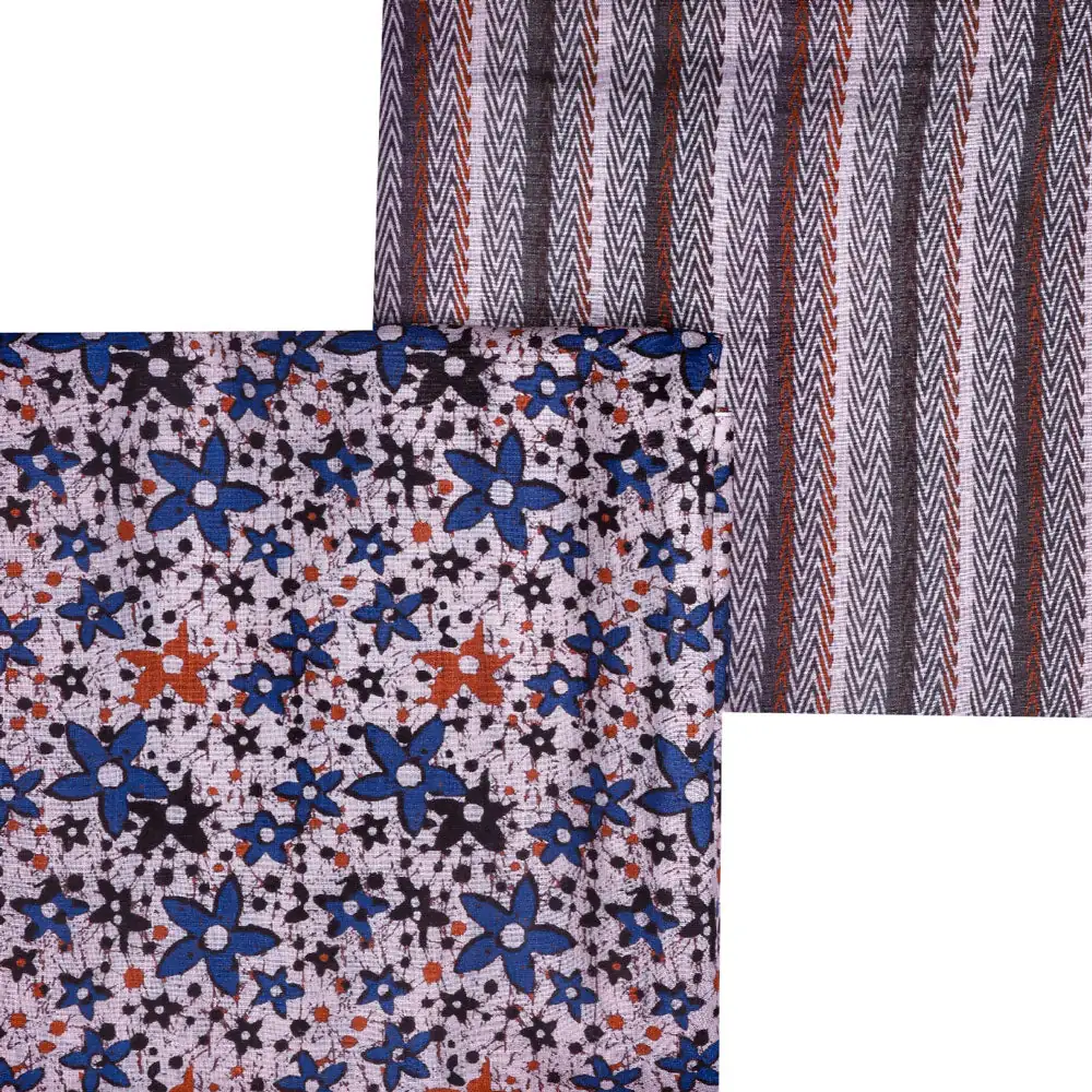 Cream Linen Printed Unstitched Fabric Set (5 Meter Set) - Image 3