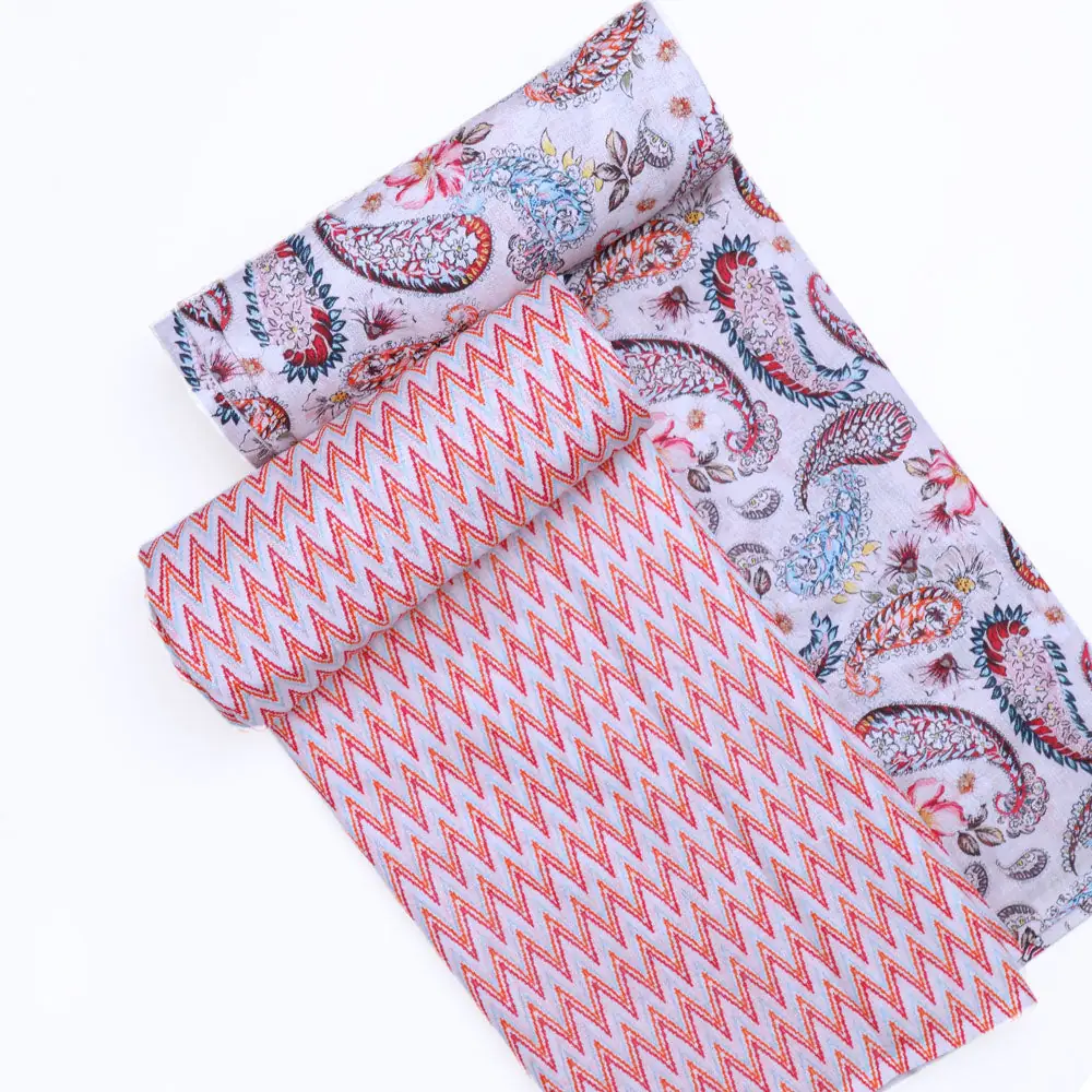 Cream Linen Printed Unstitched Fabric Set (5 Meter Set) - Image 4