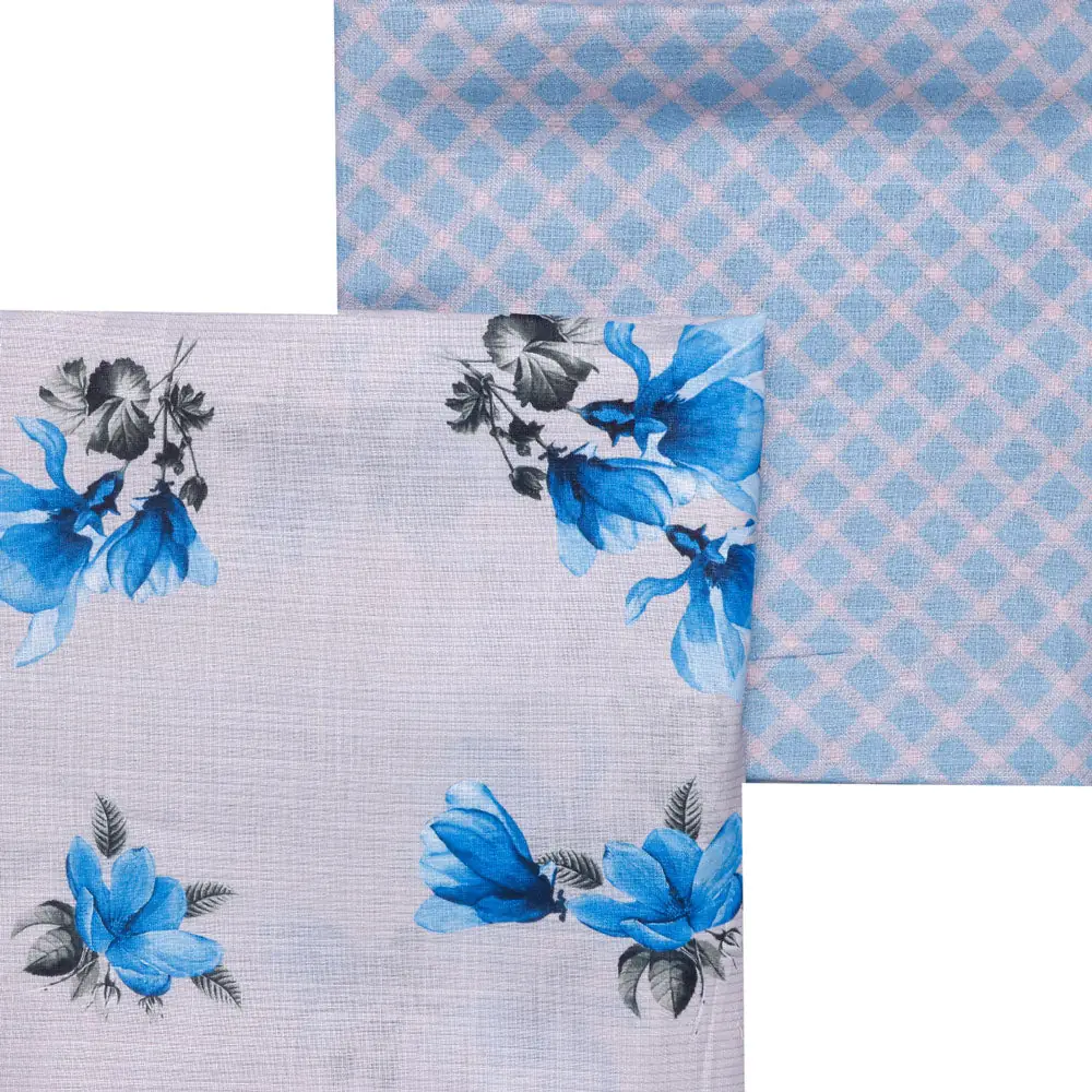 Cream Linen Printed Unstitched Fabric Set (5 Meter Set) - Image 3