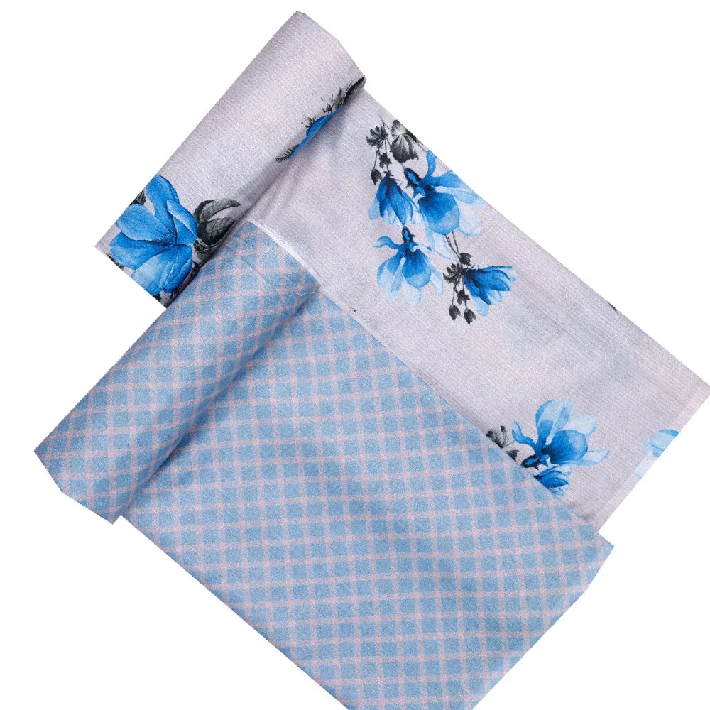 Cream Linen Printed Unstitched Fabric Set (5 Meter Set) - Image 4